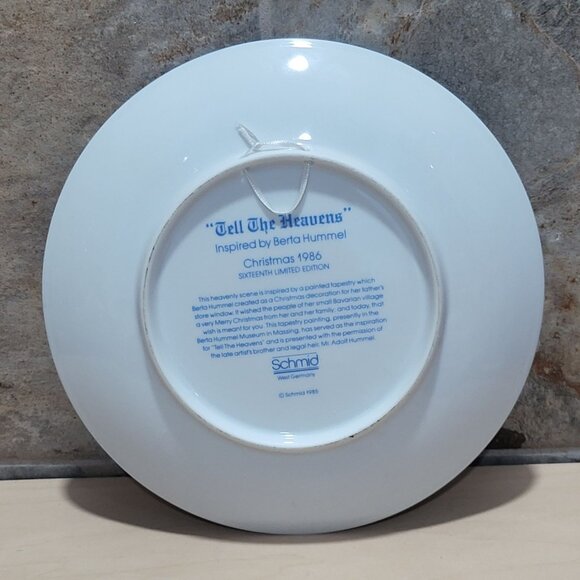 Schmid Hummel Christmas 1986 Tell The Heavens Decorative Wall Hanging Plate - Picture 2 of 12